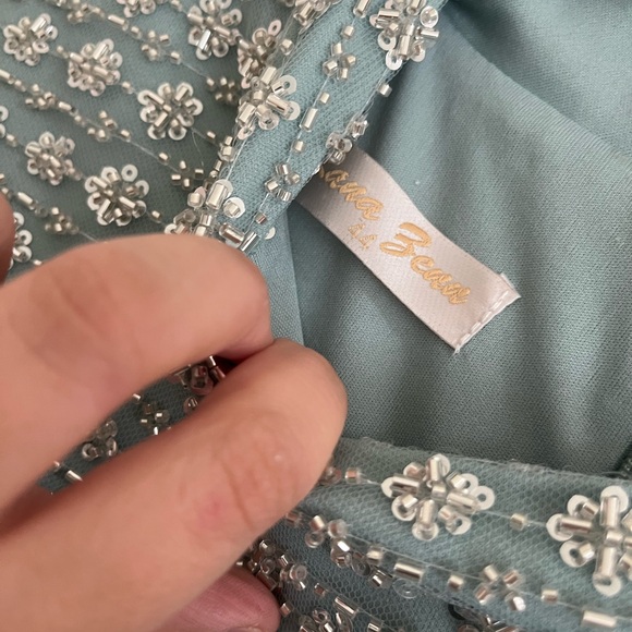 Modazehrada Elegant Silver and baby blue Evening Gown modest dress - Picture 2 of 7